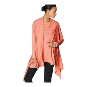 J. Jill Wearever Collection Apricot Asymetric Two Way Open Front Cardigan - XL